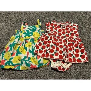 Cc7 Hanna Andersson Baby Girls Strawberry Lemon Dress Bodysuit Set 12 18 Months
